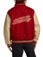 Persistance of Memory Wool & Leather Varsity Jacket
