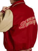 Persistance of Memory Wool & Leather Varsity Jacket
