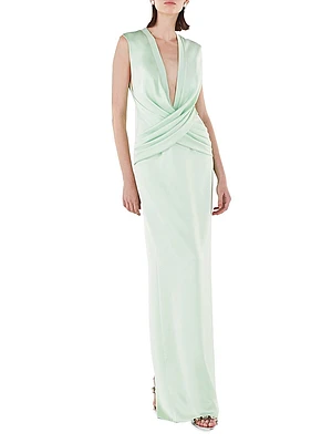 Sleeveless Crisscrossed Satin Gown