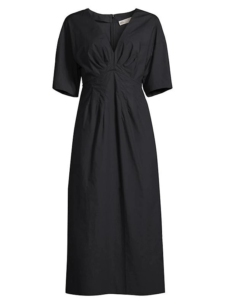 V-Neck Cotton Poplin Dress