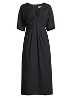 V-Neck Cotton Poplin Dress