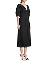 V-Neck Cotton Poplin Dress