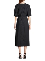 V-Neck Cotton Poplin Dress