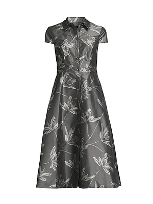 Floral Jacquard Midi-Dress