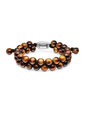 Spiritual Beads Two Row Woven Bracelet in Sterling Silver