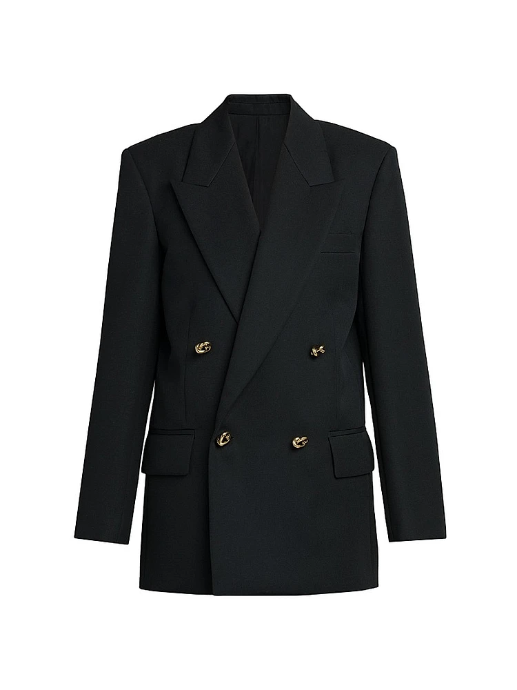 Double-Breasted Wool Twill Blazer
