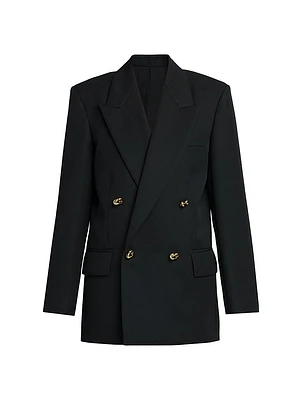 Double-Breasted Wool Twill Blazer