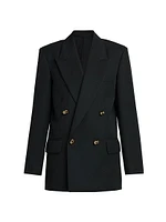 Double-Breasted Wool Twill Blazer