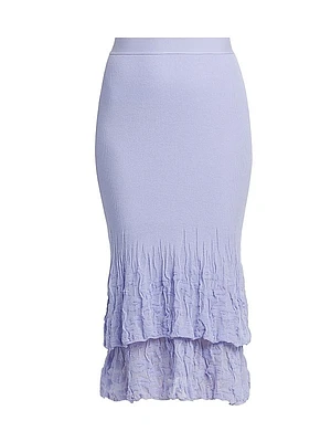 Tiered Cotton-Blend Midi-Skirt