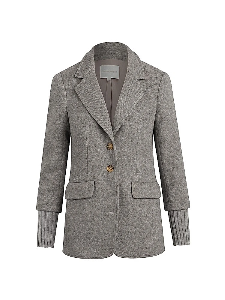 City Rib-Knit Cuff Blazer