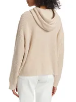 Ribbed Cashmere Fisherman Hoodie