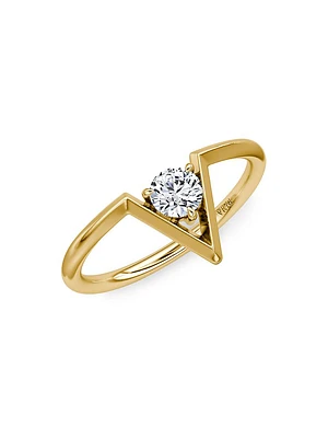 VRAI V 14K Yellow Gold & Lab-Grown Diamond Ring