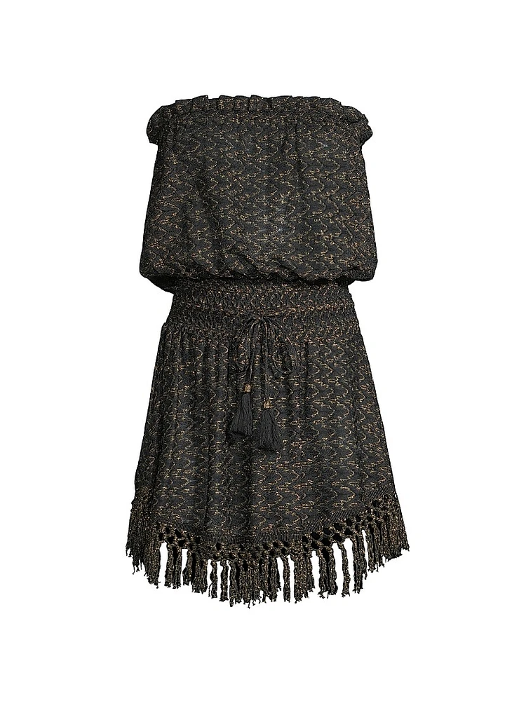 Lauryn Fringe Zig-Zag Knit Minidress