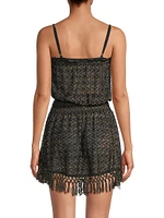 Lauryn Fringe Zig-Zag Knit Minidress