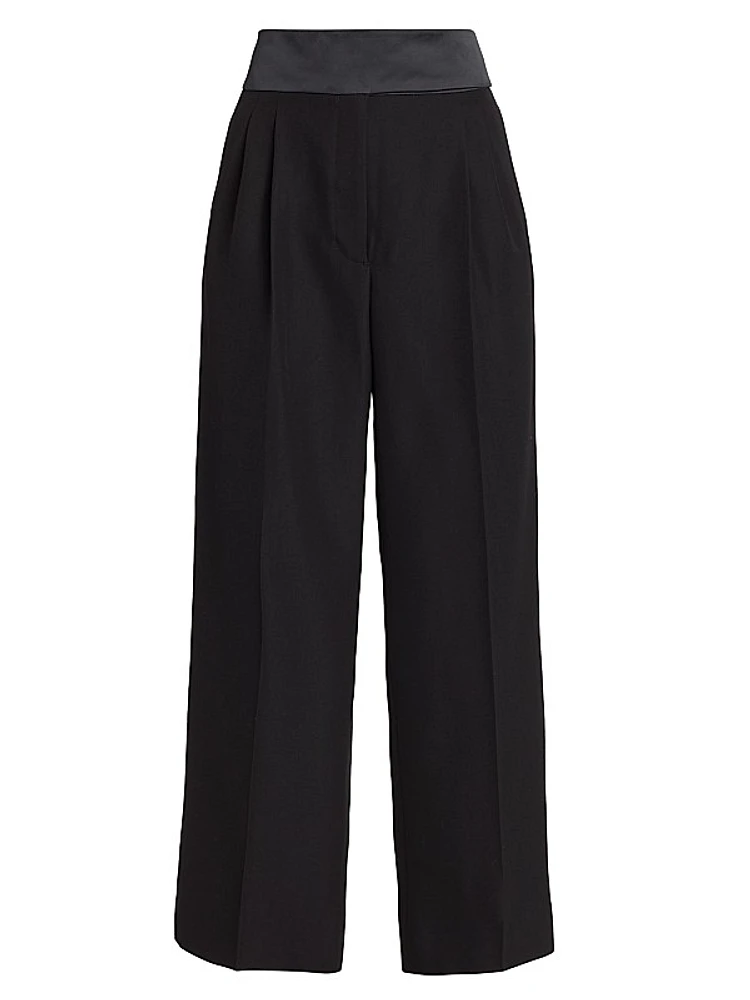 Tuxedo Wide-Leg Wool Trousers