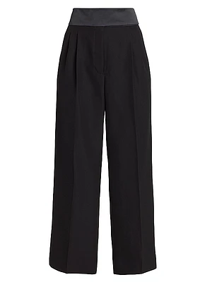 Tuxedo Wide-Leg Wool Trousers
