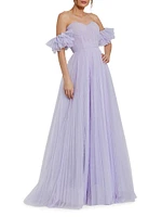 Off-The-Shoulder Tulle A-Line Gown