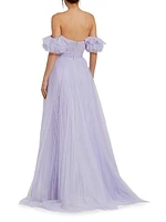 Off-The-Shoulder Tulle A-Line Gown