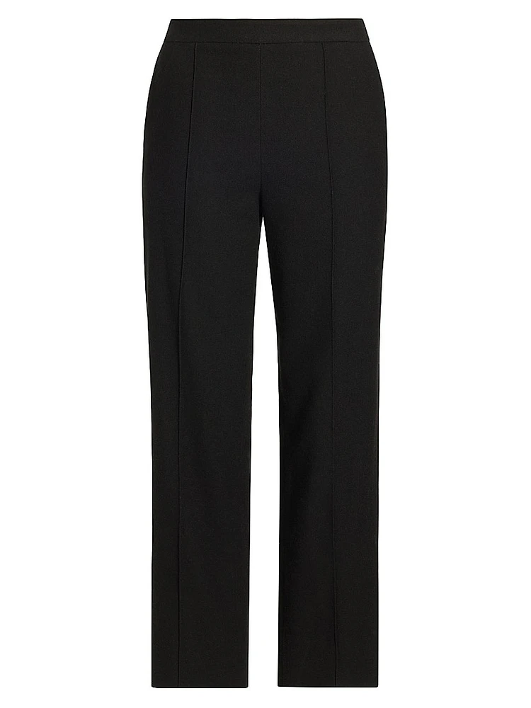 Brushed Wool-Blend Straight-Leg Pants