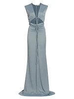 Satin Drawstring Cut-Out Dress