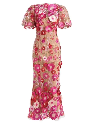 Ingrid Floral-Embroidered Midi-Dress