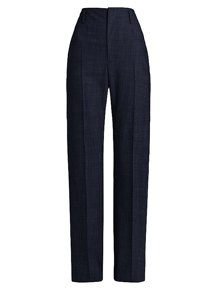 High-Waist Tropical Wool Pants