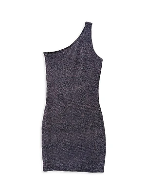 Girl's Glitter One-Shoulder Minidress