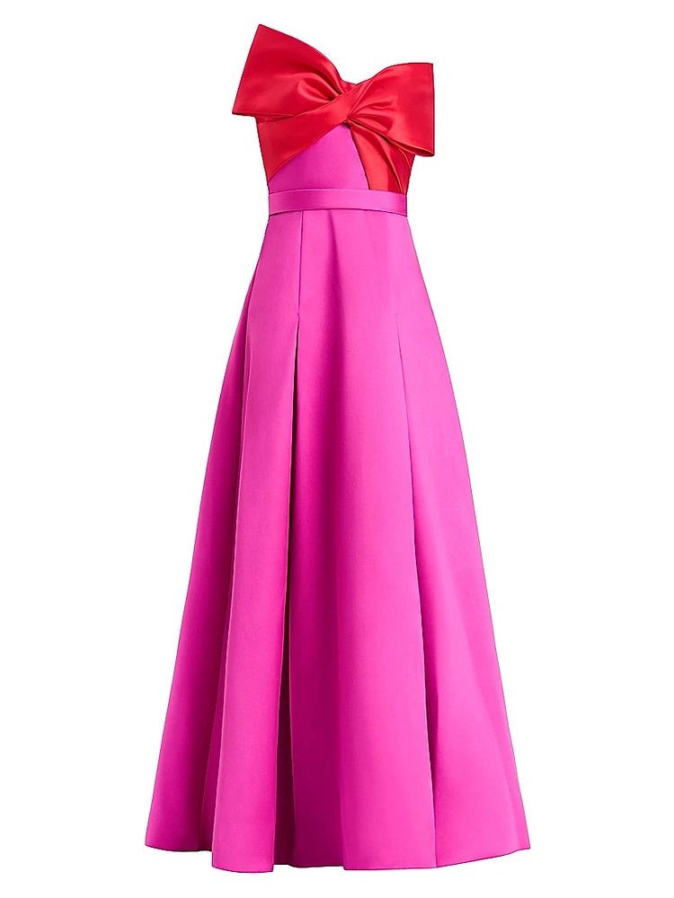 Colorblocked Bow Mikado Gown