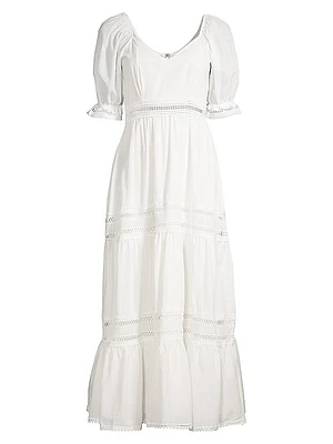 Isabella Puff-Sleeve Cotton Midi-Dress