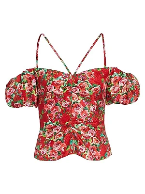 Ruby Floral Silk Halterneck Blouse