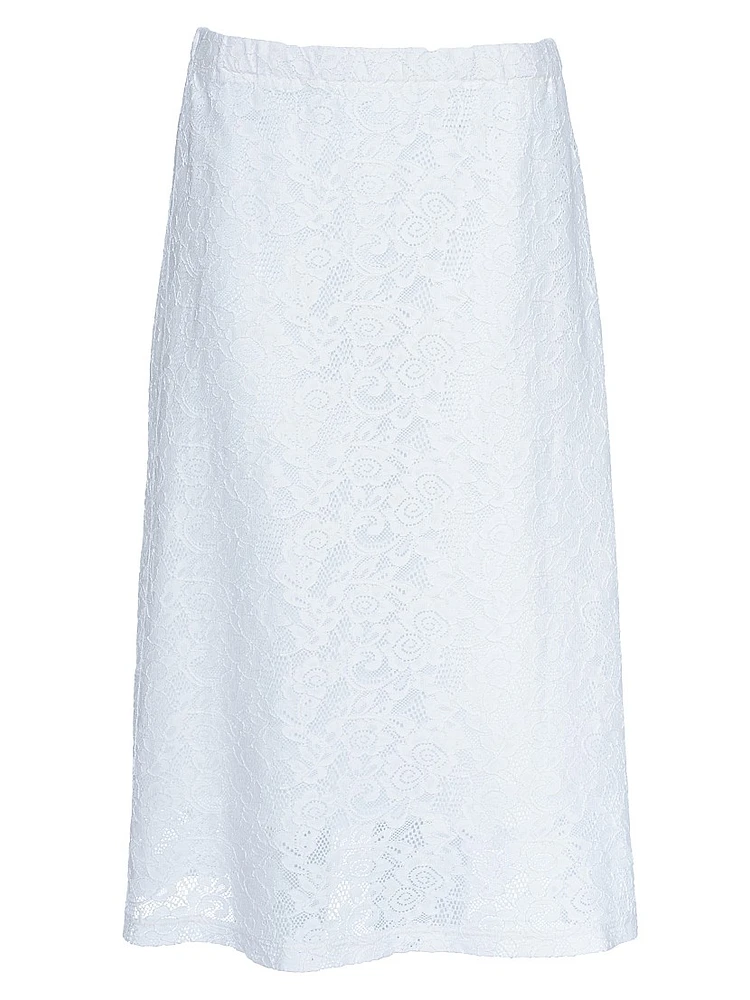 A-Line Lace Skirt Partial Lined Sheer Hem