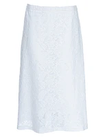 A-Line Lace Skirt Partial Lined Sheer Hem