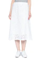 A-Line Lace Skirt Partial Lined Sheer Hem