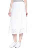 A-Line Lace Skirt Partial Lined Sheer Hem