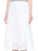 A-Line Lace Skirt Partial Lined Sheer Hem