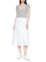 A-Line Lace Skirt Partial Lined Sheer Hem