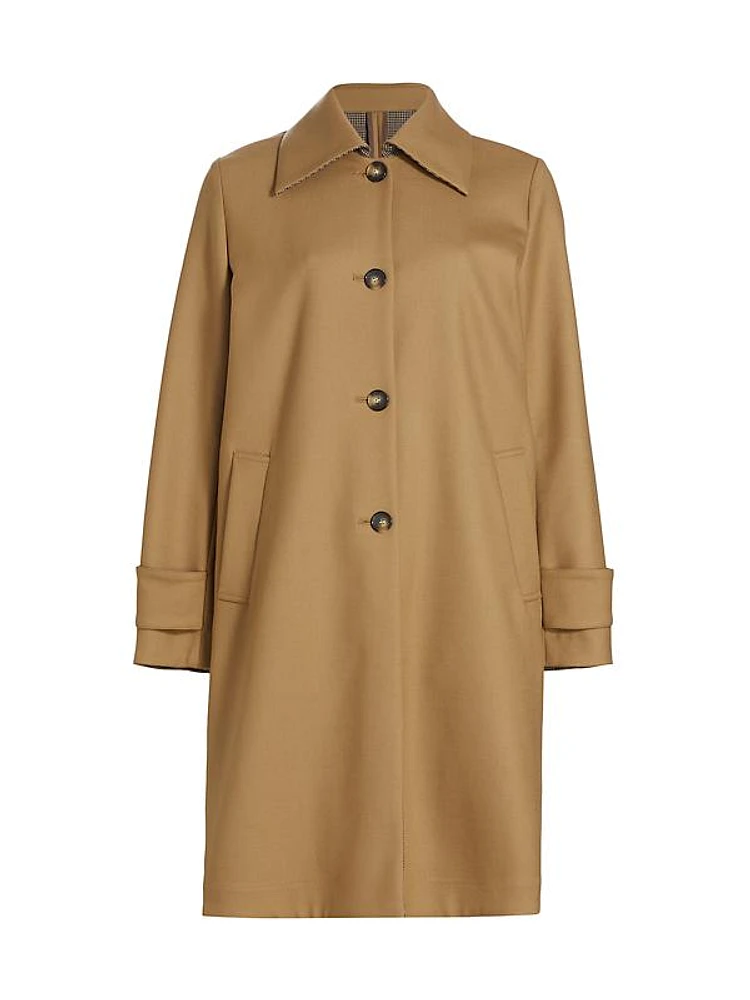 Single-Breasted Wool-Blend Coat