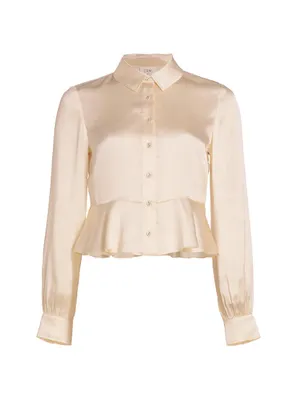 Lorina Silk Blouson-Sleeve Top