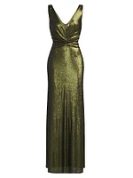 Cassandra Sequined & Barbell-Embellished Gown