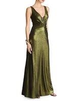 Cassandra Sequined & Barbell-Embellished Gown