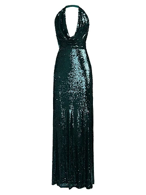 Tova Sequin Halterneck Gown