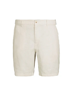 Linen Fixed-Waist Shorts