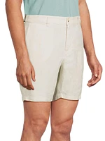Linen Fixed-Waist Shorts