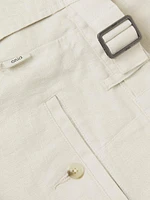 Linen Fixed-Waist Shorts