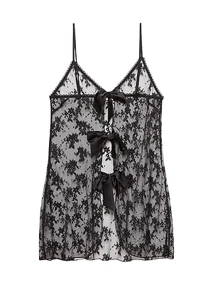 Untie Me Nightie Sheer Floral Lace Night Slip