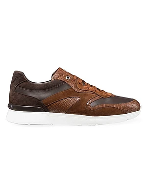 Crocodile, Suede and Calfskin Leather Sneakers