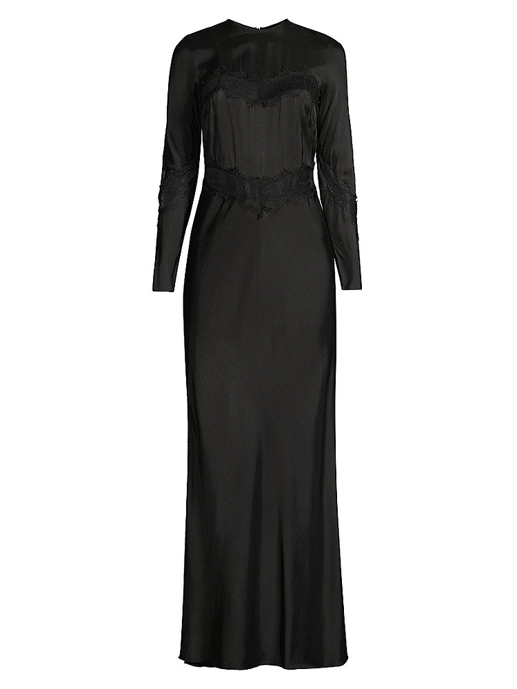 Spencer Satin & Lace Maxi Dress