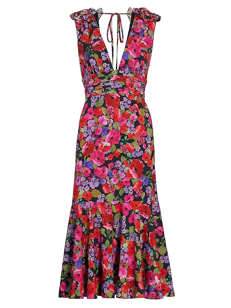 Sorena Floral Ruched Midi-Dress