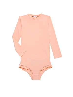 Little Girl's & Girl's Ruffle-Trimmed Rashguard Top & Swim Bottoms Set