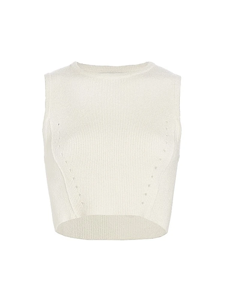 Chace Cotton-Blend Rib-Knit Crop Top